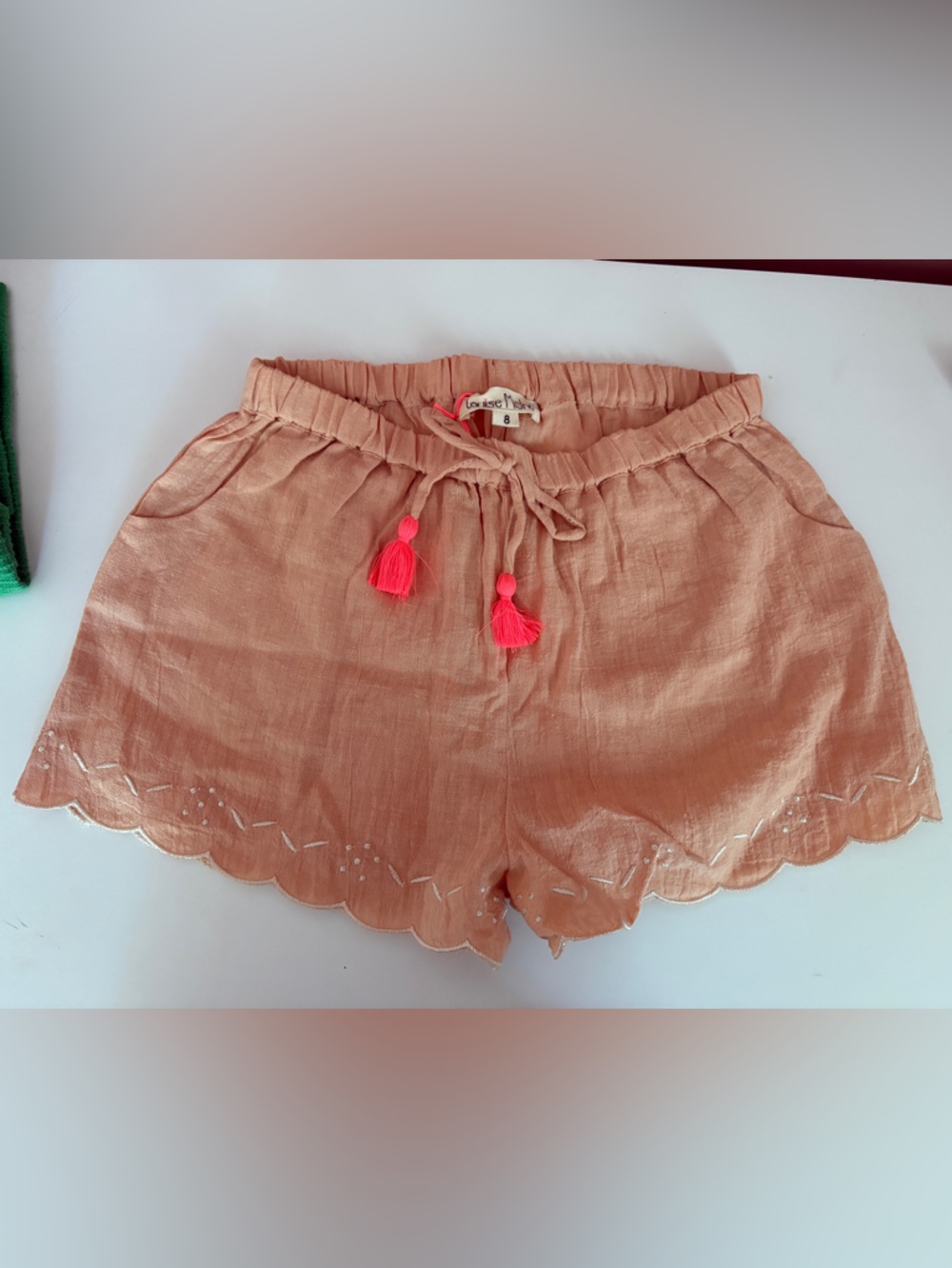 Shorts in Peach with Tassel Drawstring